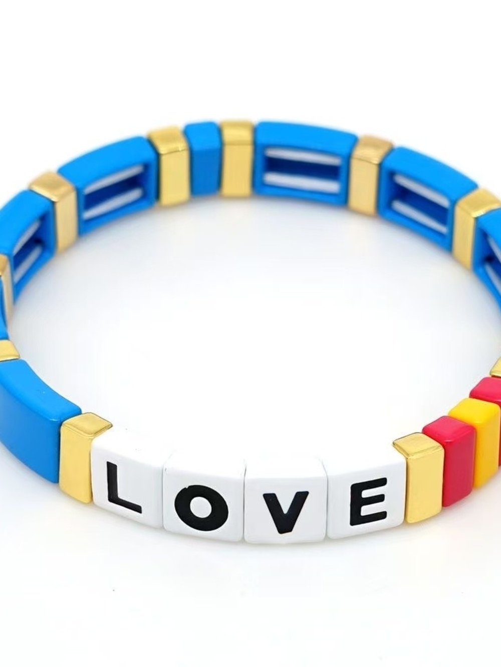 Roxanne Assoulin LOVE Enamel Tile Stretch Bracelet Blue Multicolor Stackable